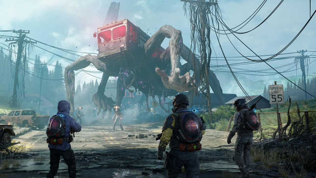 The survivors see a giant mutant bus. 